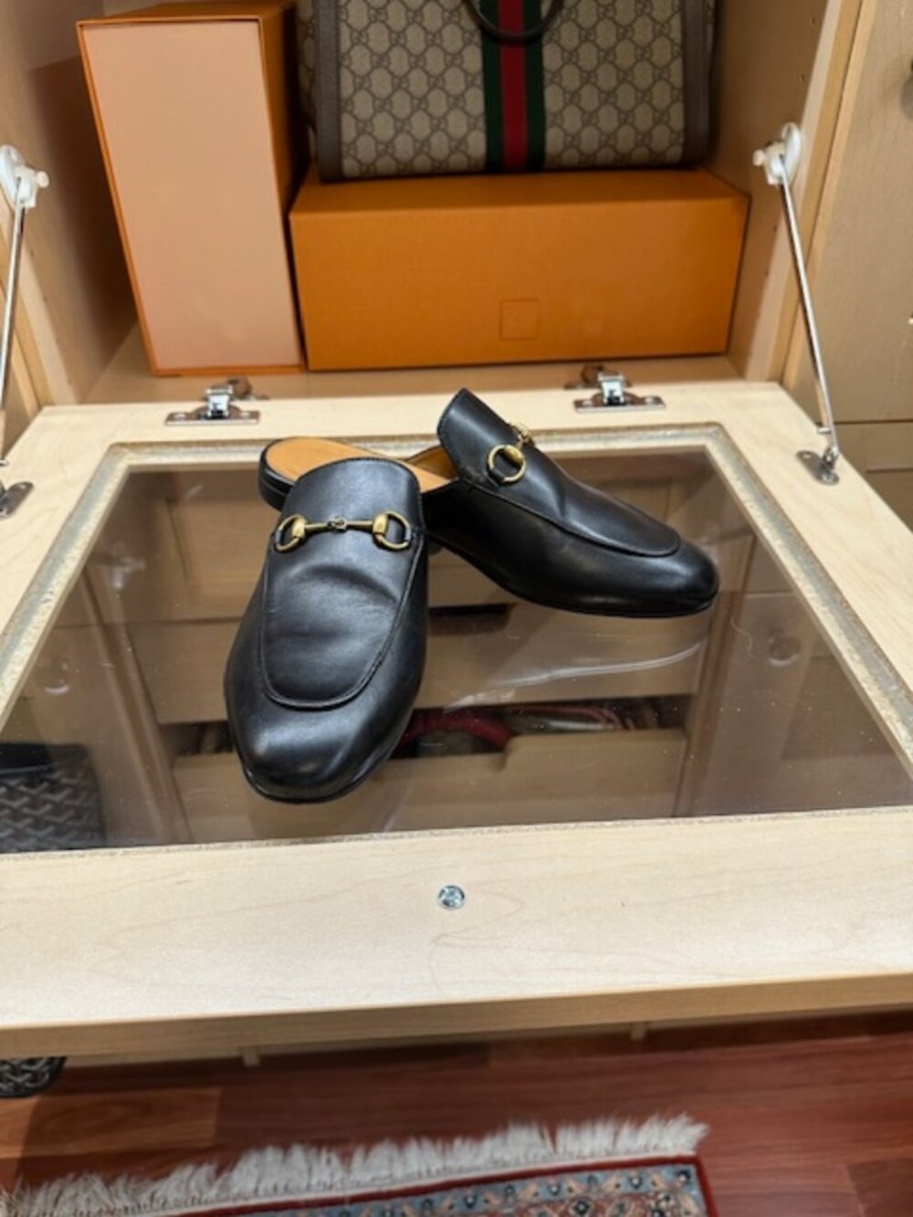 Gucci Horsebit Accent Leather Black Size 38 Mules